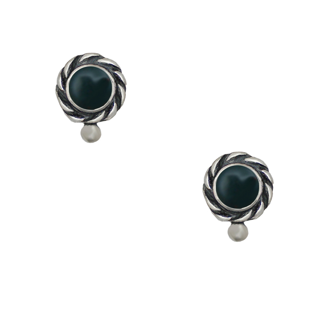Sterling Silver Petite Bloodstone Post Stud Earrings